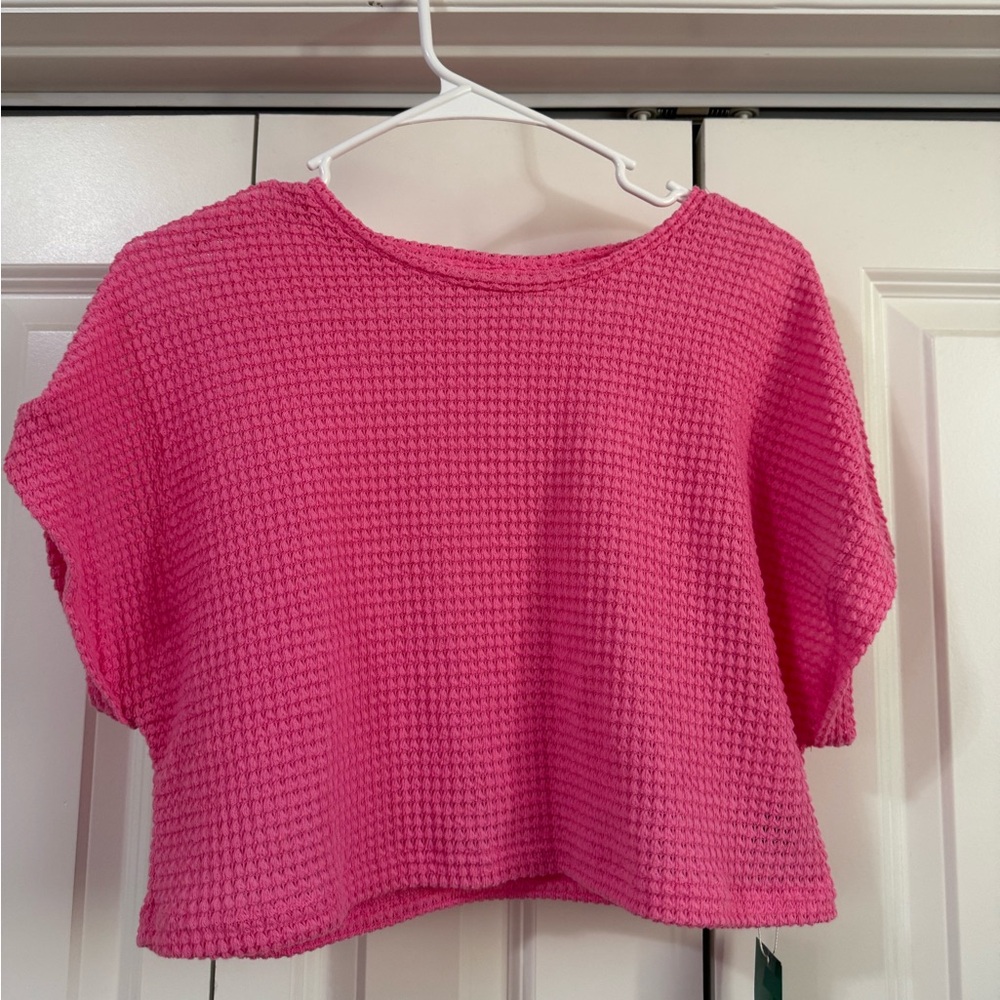 Pink Waffle Knit Crop Top